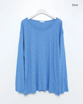 Sheer Oversized U-Neck Long-Sleeve T-Shirt