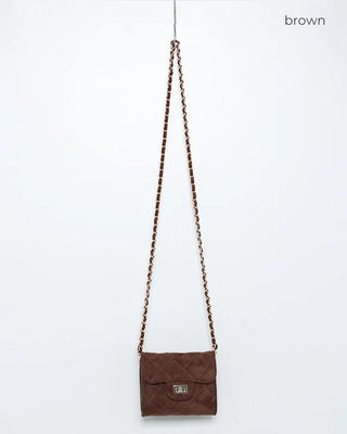Suede quilted mini chain bag