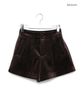 Waist bag, elastic waistband, pleated velvet shorts