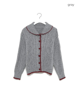 Colorful heart button knit cardigan