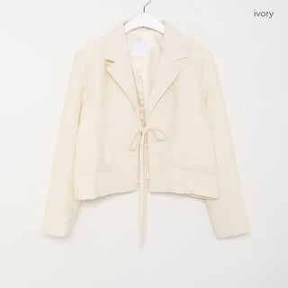 Ribbon Collar Cropped Jacket