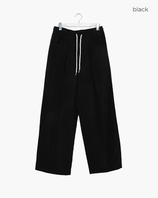 Corduroy wide-leg pants with elastic waistband