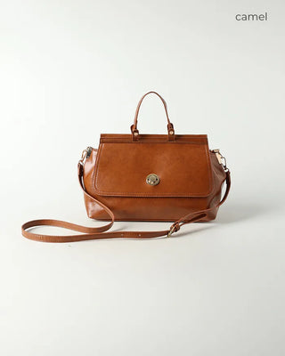 Gold button shoulder bag