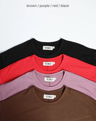 Simple layered crew neck short-sleeve T-shirt