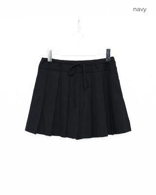 Pinstripe pleated mini skirt