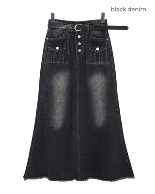 Washed denim skirt