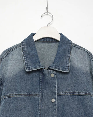 Denim midi zip-up jacket