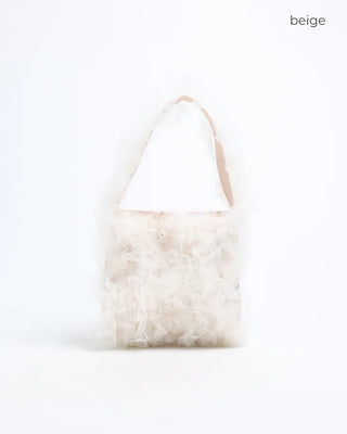 Organza Gathered Pearl Tote Bag