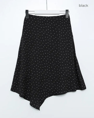 Polka dot asymmetrical midi skirt