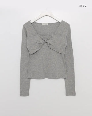 Bust Ribbon Point Square Neck T-Shirt