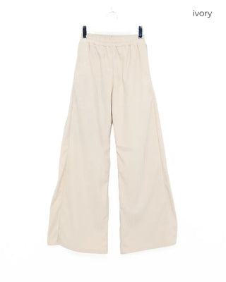 Corduroy ribbed elastic waist pants