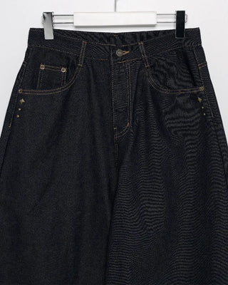 Studded pocket balloon denim pants