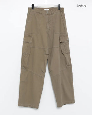 (Unisex) Vintage Wash Flap Cargo Pocket Pants