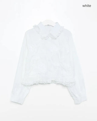 Flower embroidered peplum blouse