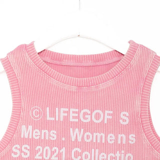 Lettering Ribbed Sleeveless Top