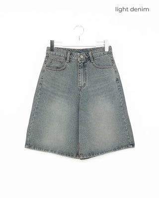 Vintage Wash Half Denim Pants