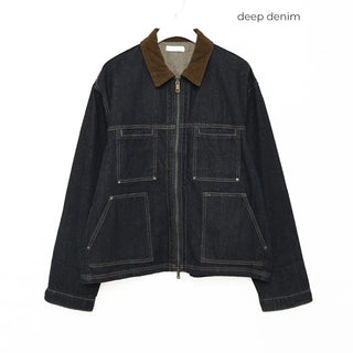 (Unisex) Two-tone Zip Denim Jacket