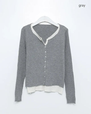 Color Layered Rib Cardigan