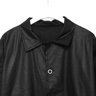 Faux leather long shirt jacket