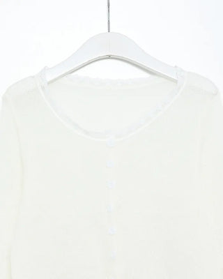 Lace neckline thermal cardigan