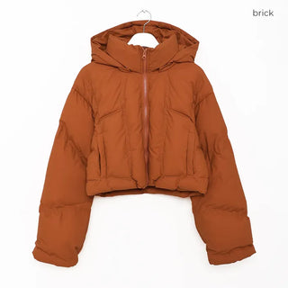 Colorful Hooded Cropped Padded Jumper