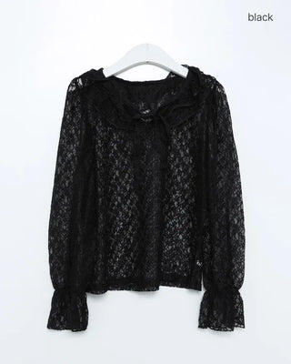 Frill neck sheer blouse