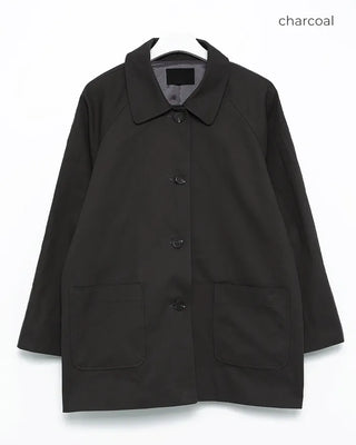 Square pocket single half trench coat