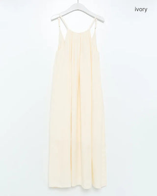 Pintuck Halter Neck Long Dress