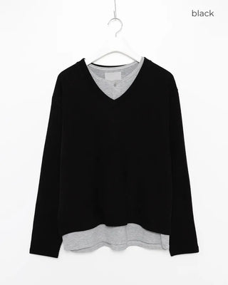 Layered V-neck knit