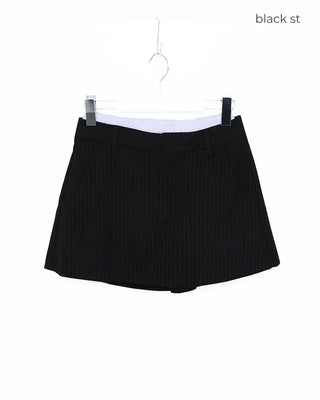 Weighted two-tone striped short skirt pants