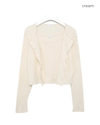 Perforated Sleeveless Cardigan Set