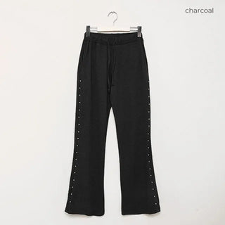 Side-studded knit flared pants