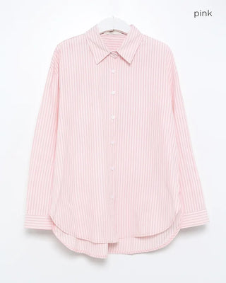 Pencil double stripe side round slit shirt