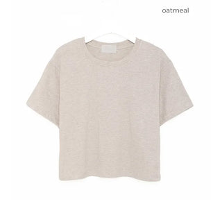 Round cropped short-sleeved T-shirt