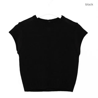Heart Button Cap Sleeve Knit