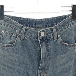 Flared long denim skirt