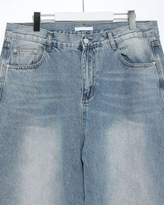Washed balloon denim pants