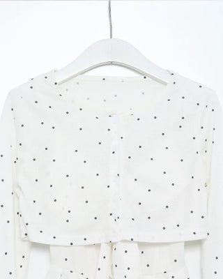 Bust Ribbon Dot Sleeveless Top & Cardigan Set
