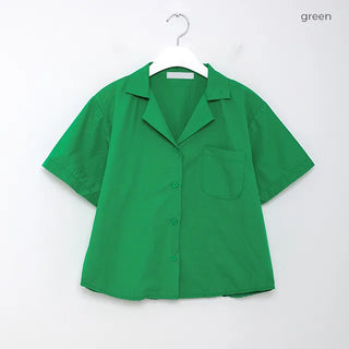 Cropped pocket short-sleeved T-shirt