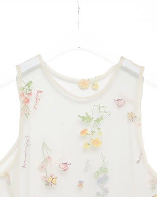 Flower embroidered sheer midi dress