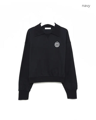 Semi-cropped color sweatshirt