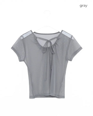 See-through short-sleeved T-shirt
