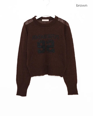 92 Damaged Print Semi-Cropped Sheer Knit