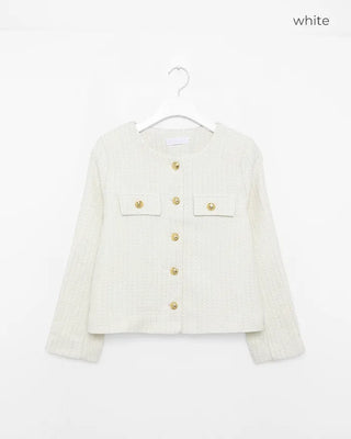 Gold button round tweed jacket