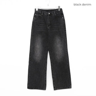 Straight wash denim pants