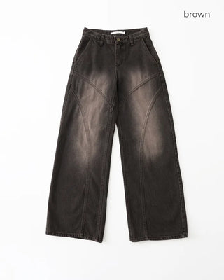 (ORIGINAL) Double Unique Seam Wide Denim Pants