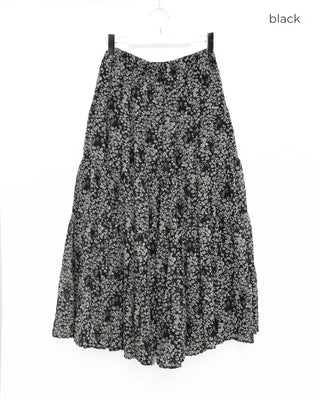 Floral lace tiered long skirt