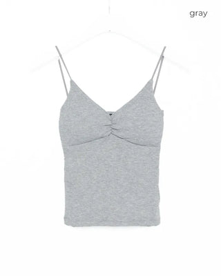 Shirred strap bra top