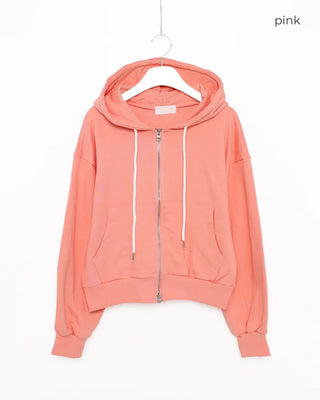 Double-zip cropped hoodie