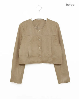 Cropped collarless jacket